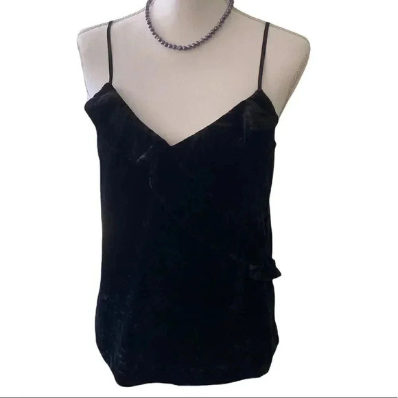 J. Crew NWT crushed velvet tank with adjustable straps and cross-cross ruffle Sm - Picture 1 of 8